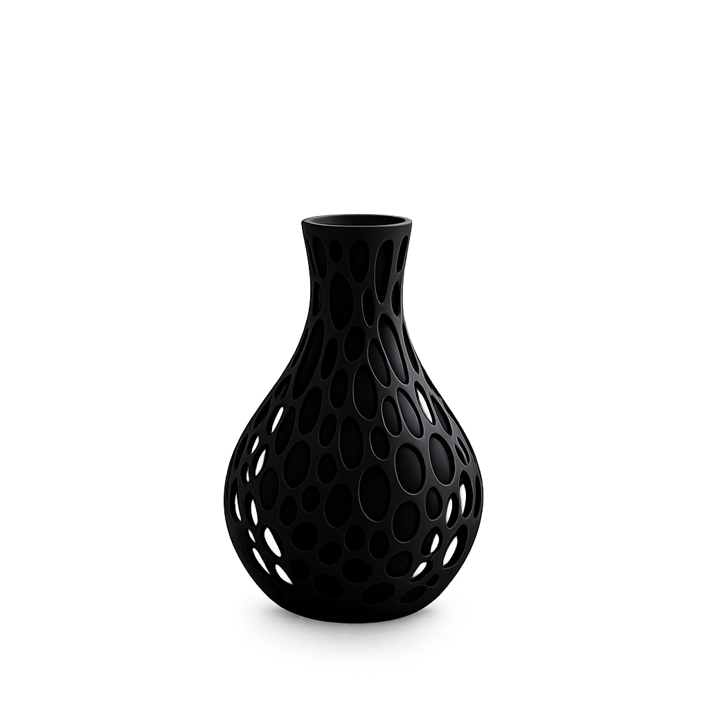 Lochoptik Blumenvase in Schwarz